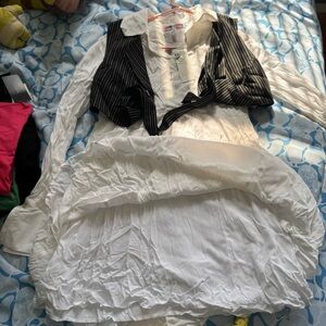 Urban Outfitters White dress with Black Striped Blazer